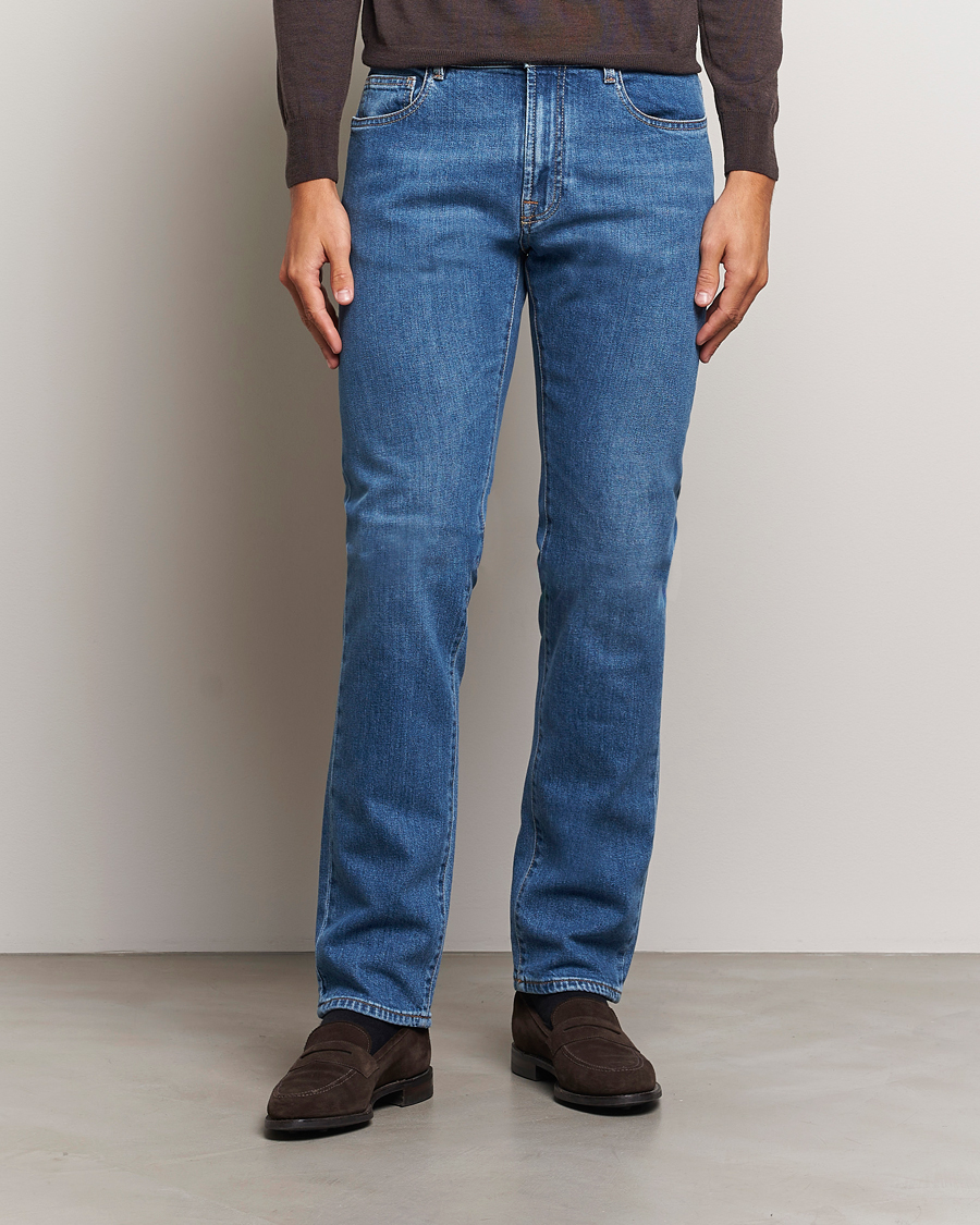 Herren | Jeans | Canali | Slim Fit Stretch Denim Dark Blue Wash