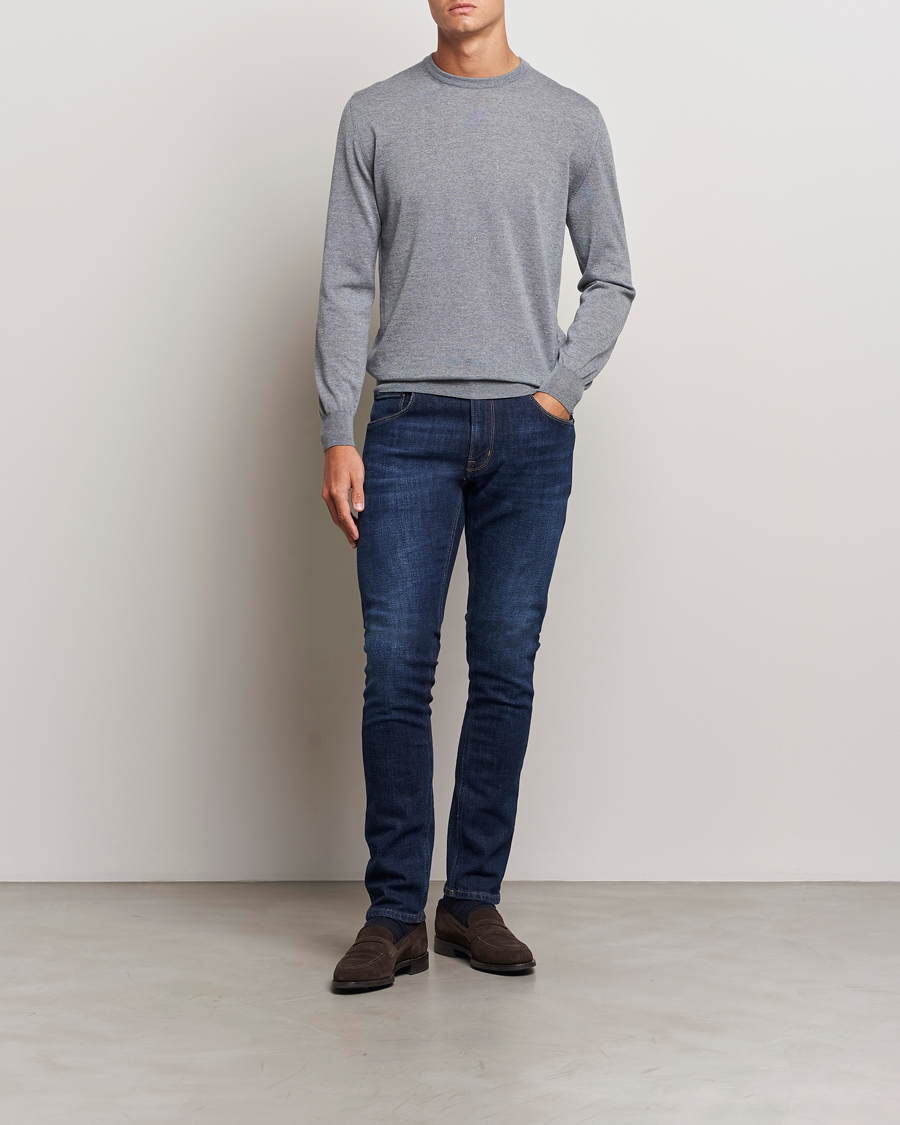 Herren | Pullover | Canali | Merino Wool Crew Neck Light Grey