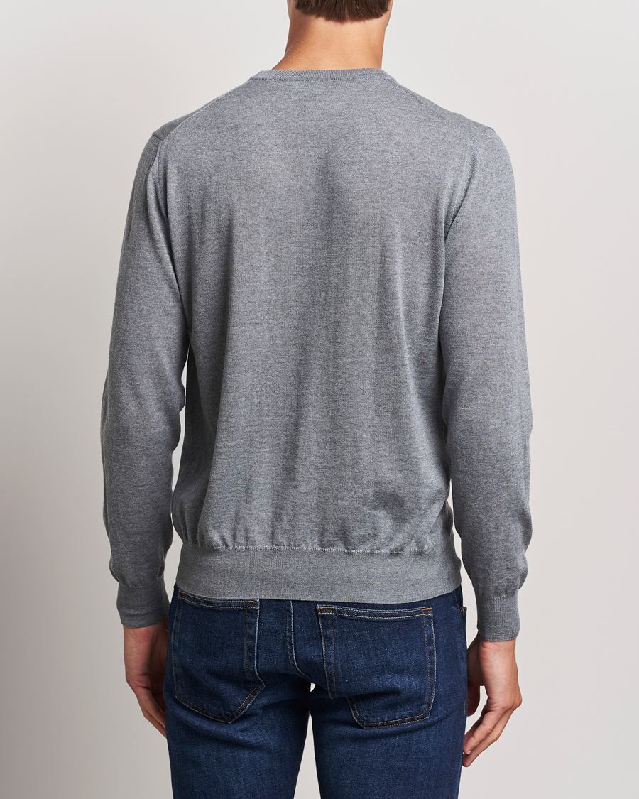 Herren | Pullover | Canali | Merino Wool Crew Neck Light Grey