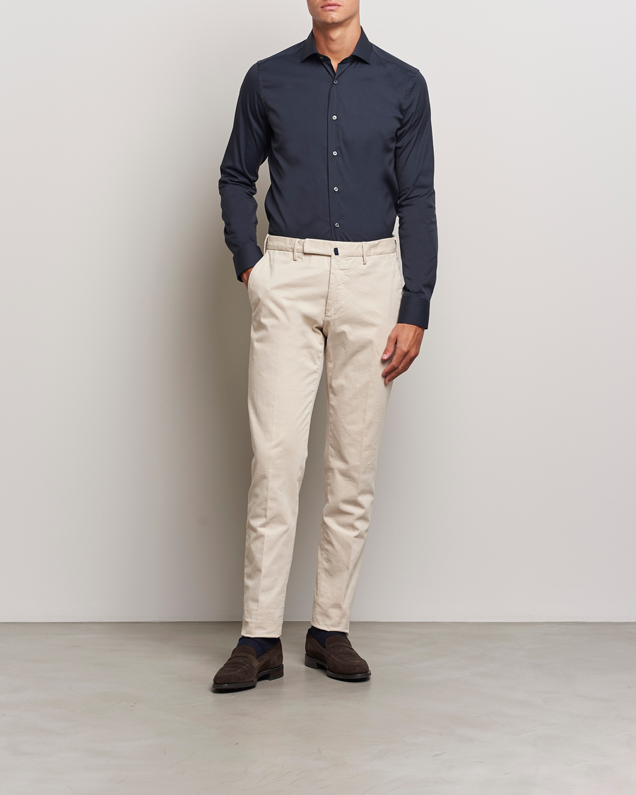 Herren | Hemden | Canali | Slim Fit Cotton/Stretch Shirt Navy
