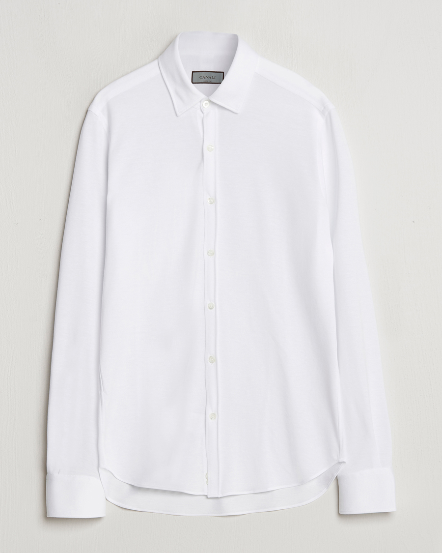 Herren | Hemden | Canali | Slim Fit Stretch Piquet Shirt White