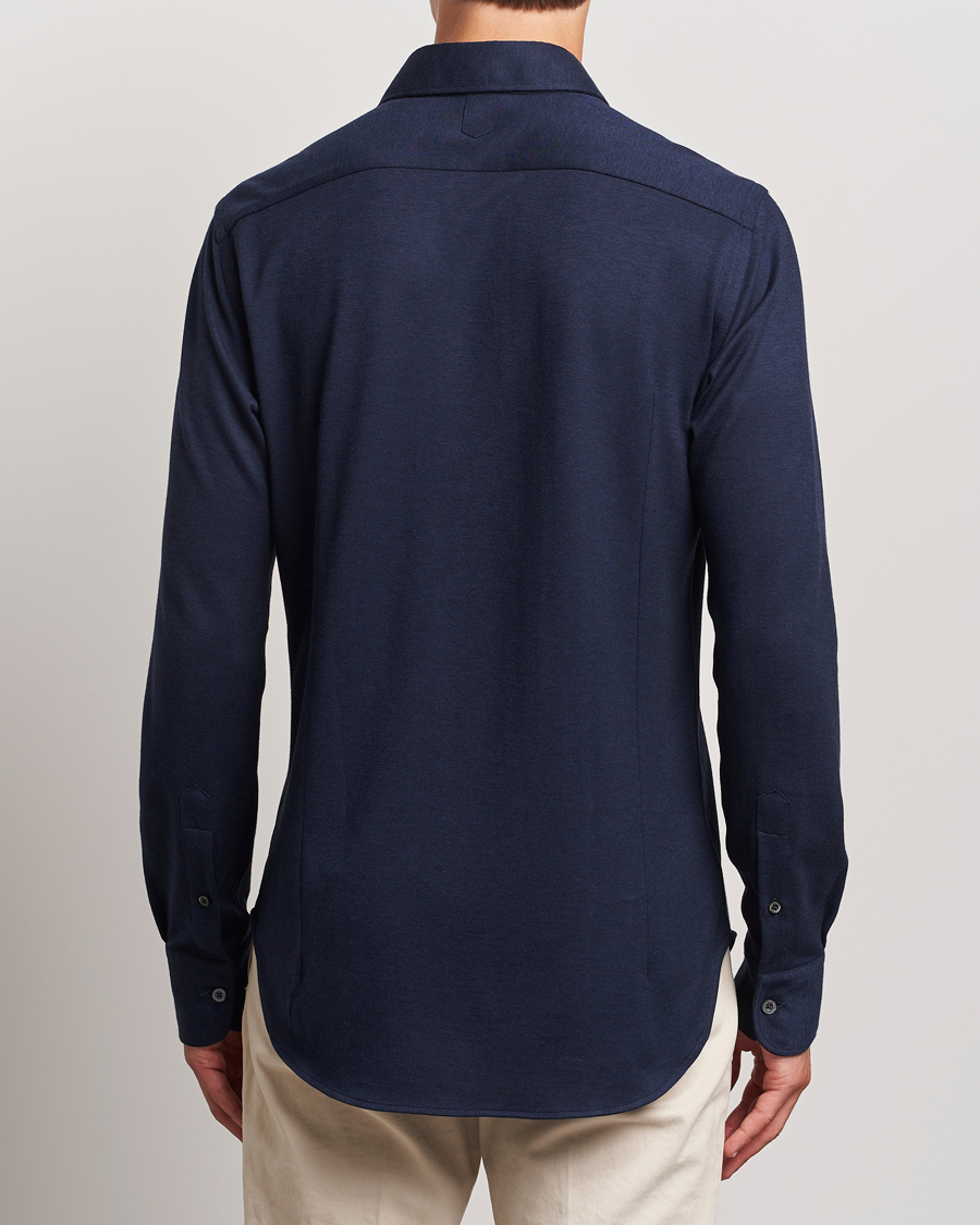 Herren | Hemden | Canali | Slim Fit Stretch Piquet Shirt Navy