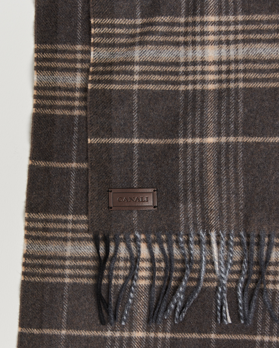 Herren | Canali Check Wool Scarf Brown/Beige | Canali | Check Wool Scarf Brown/Beige