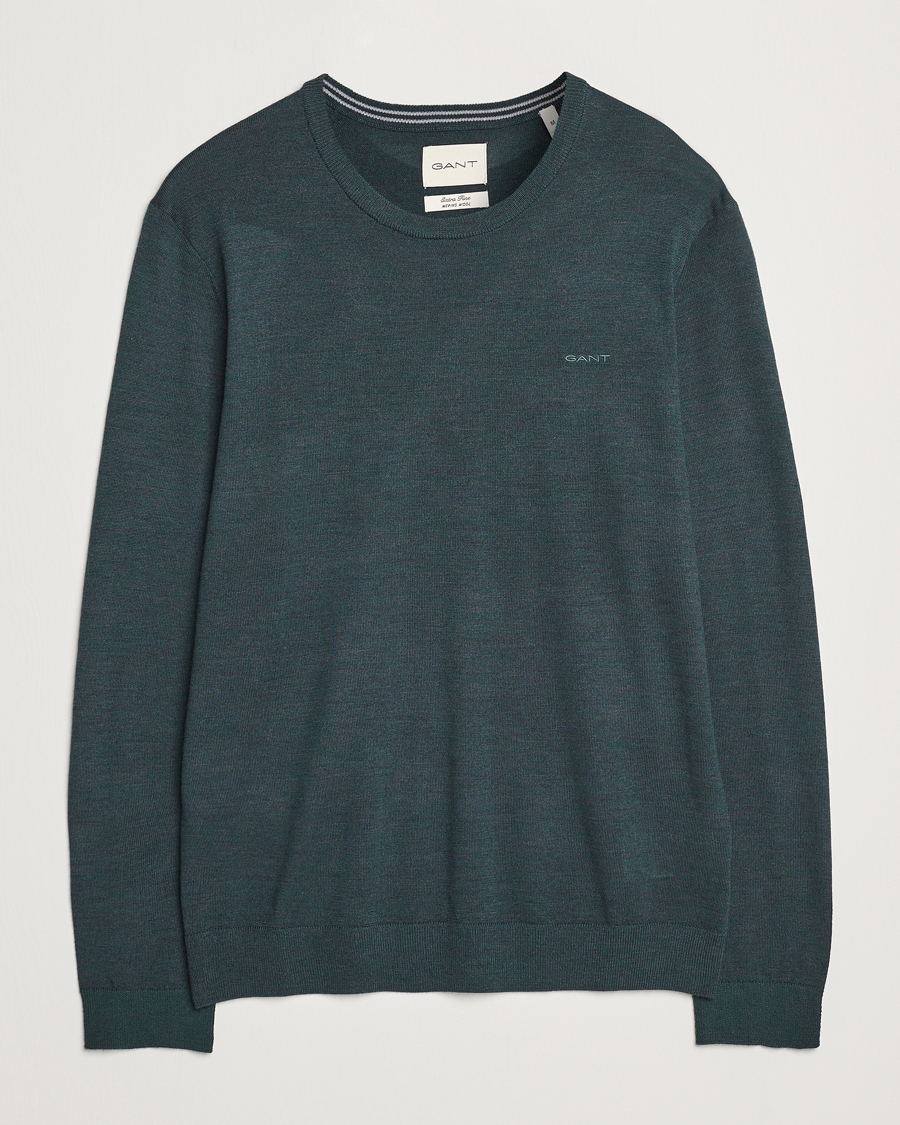 Herren | Pullover | GANT | Extrafine Merino Wool C-Neck Tartan Green