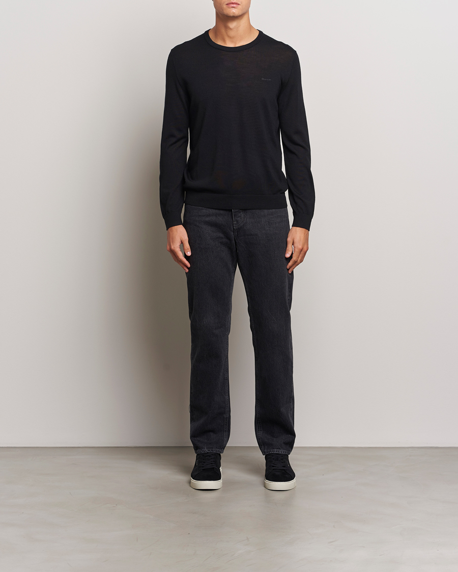 Herren | Pullover | GANT | Extrafine Merino Wool C-Neck Black
