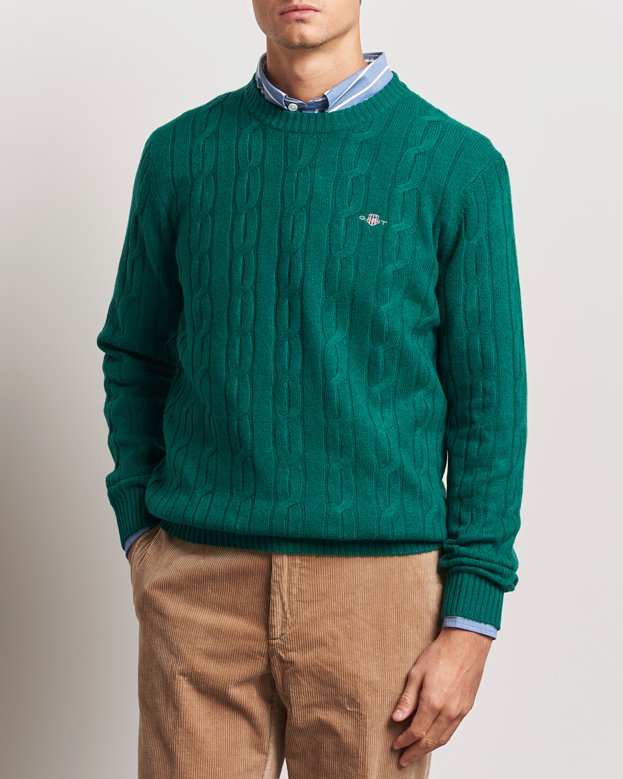 Herren | Pullover | GANT | Lambswool Cable C-Neck Deep Forest Green