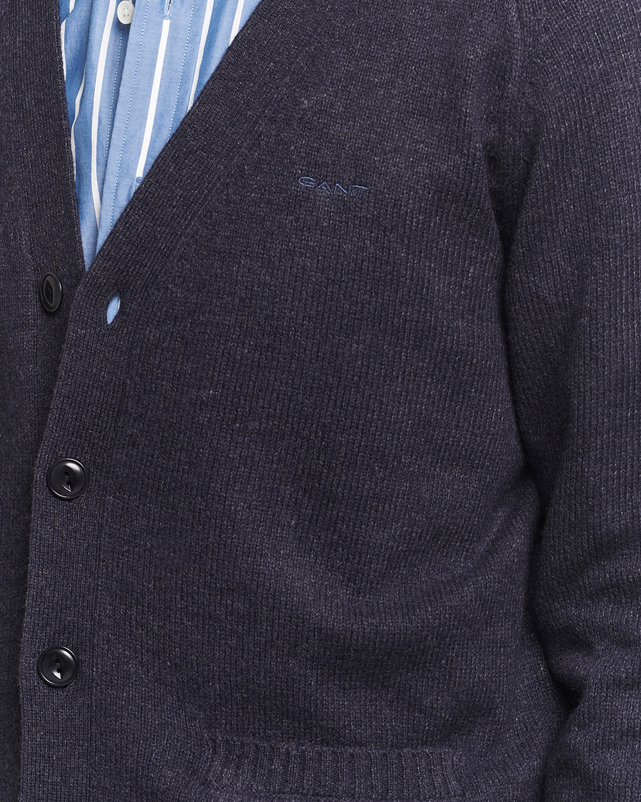 Herren | Pullover | GANT | Wool Blend Cardigan Dark Navy Melange