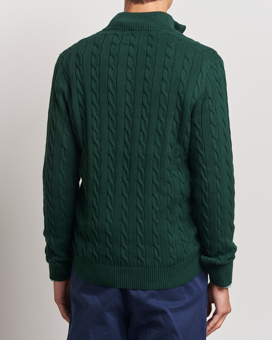 Herren | Pullover | GANT | Cotton Cable Half Zip Tartan Green
