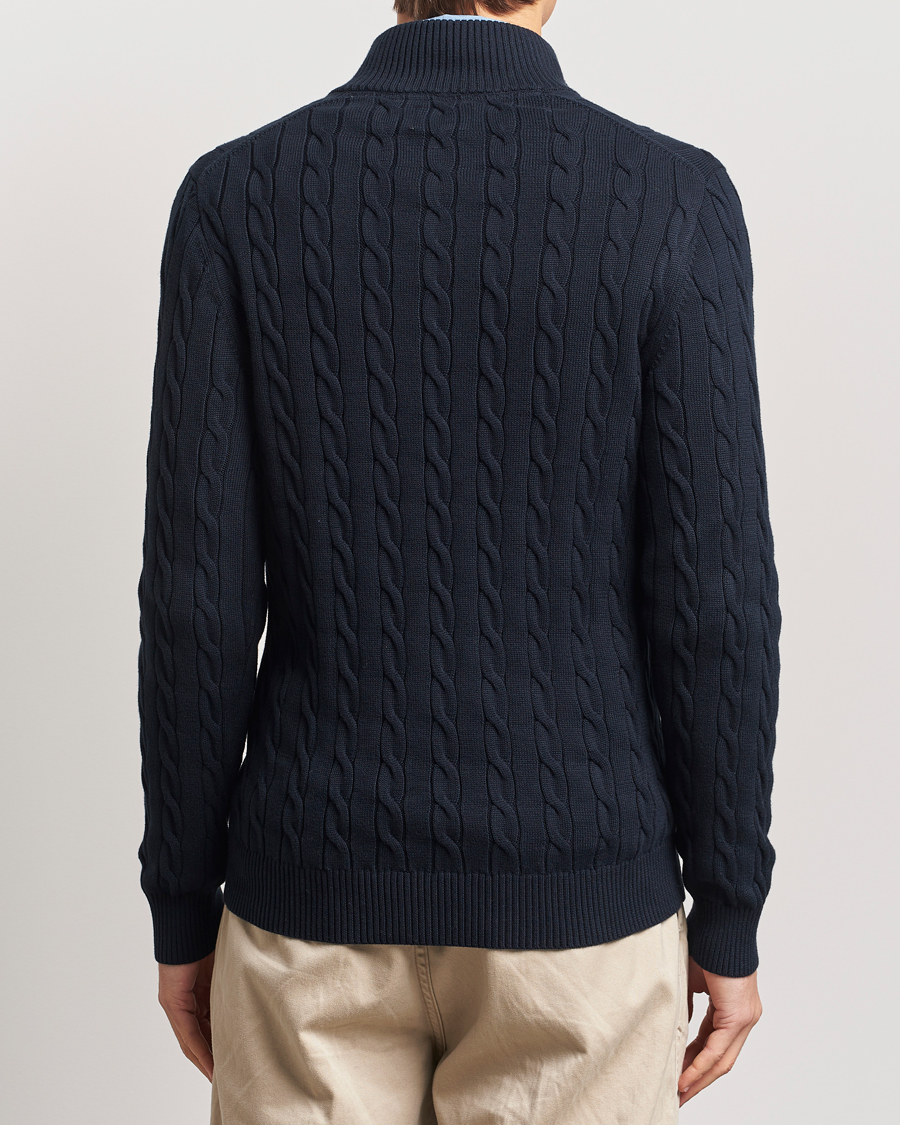 Herren | Pullover | GANT | Cotton Cable Half Zip Evening Blue