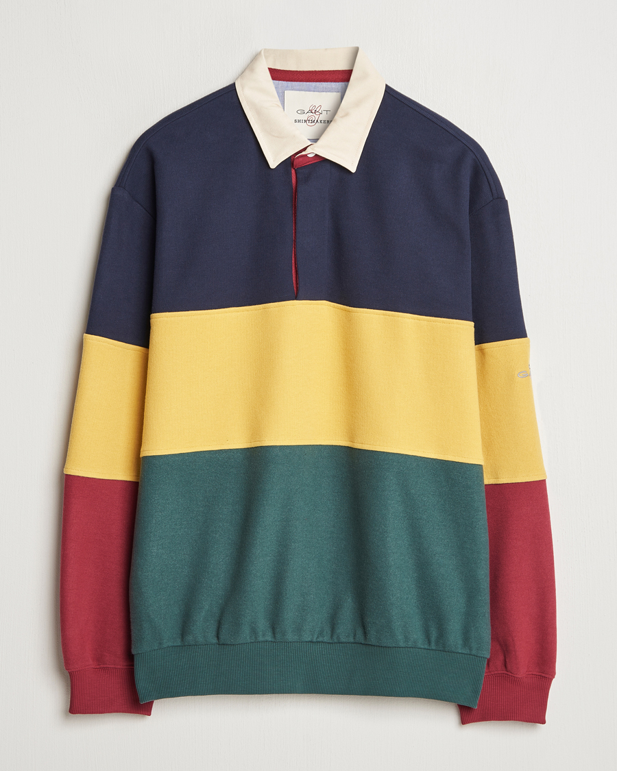 Herren | Pullover | GANT | Sweat Color Block Heavy Rugger Evening Blue
