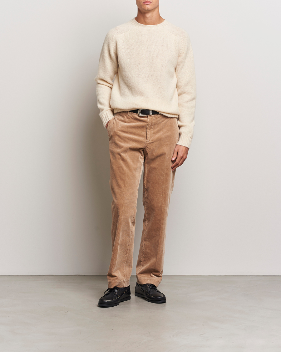 Herren | Pullover | Harley Of Scotland | Brushed Supersoft Lambswool Crewneck Cream
