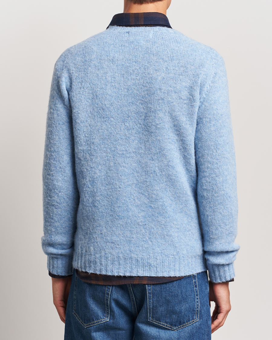 Herren | Pullover | Harley Of Scotland | Brushed Supersoft Lambswool Crewneck Ice Sea