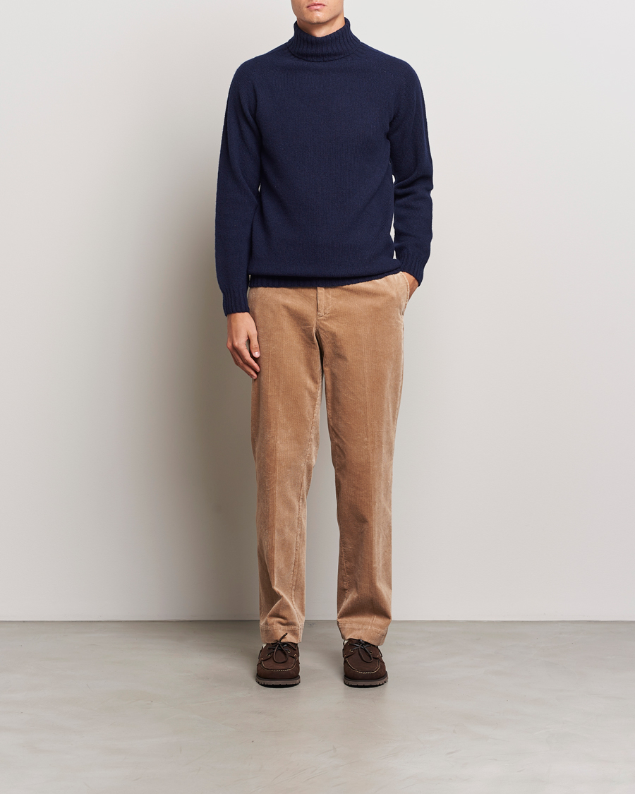 Herren | Pullover | Harley Of Scotland | Supersoft Lambswool Rollneck Navy