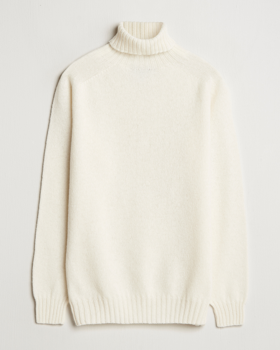 Herren | Pullover | Harley Of Scotland | Supersoft Lambswool Rollneck Winter White