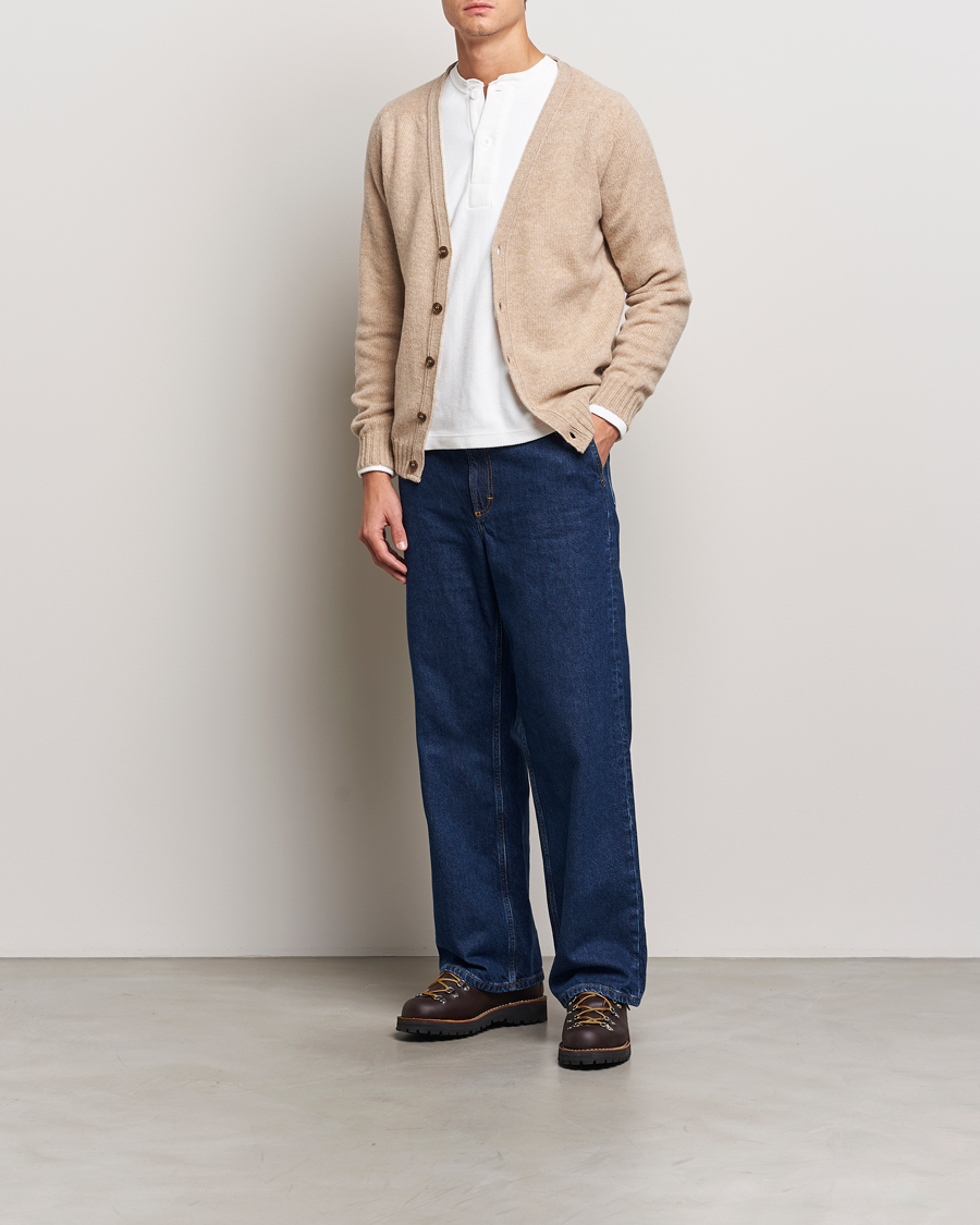 Herren | Pullover | Harley Of Scotland | Supersoft Lambswool Cardigan Oatmilk