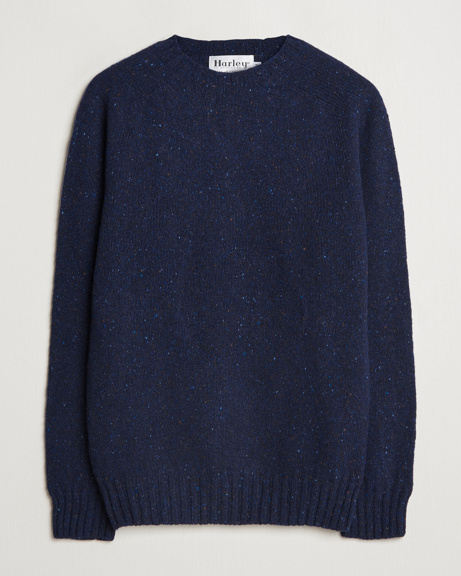 Herren | Pullover | Harley Of Scotland | Donegal Wool Crewneck Jura Blue