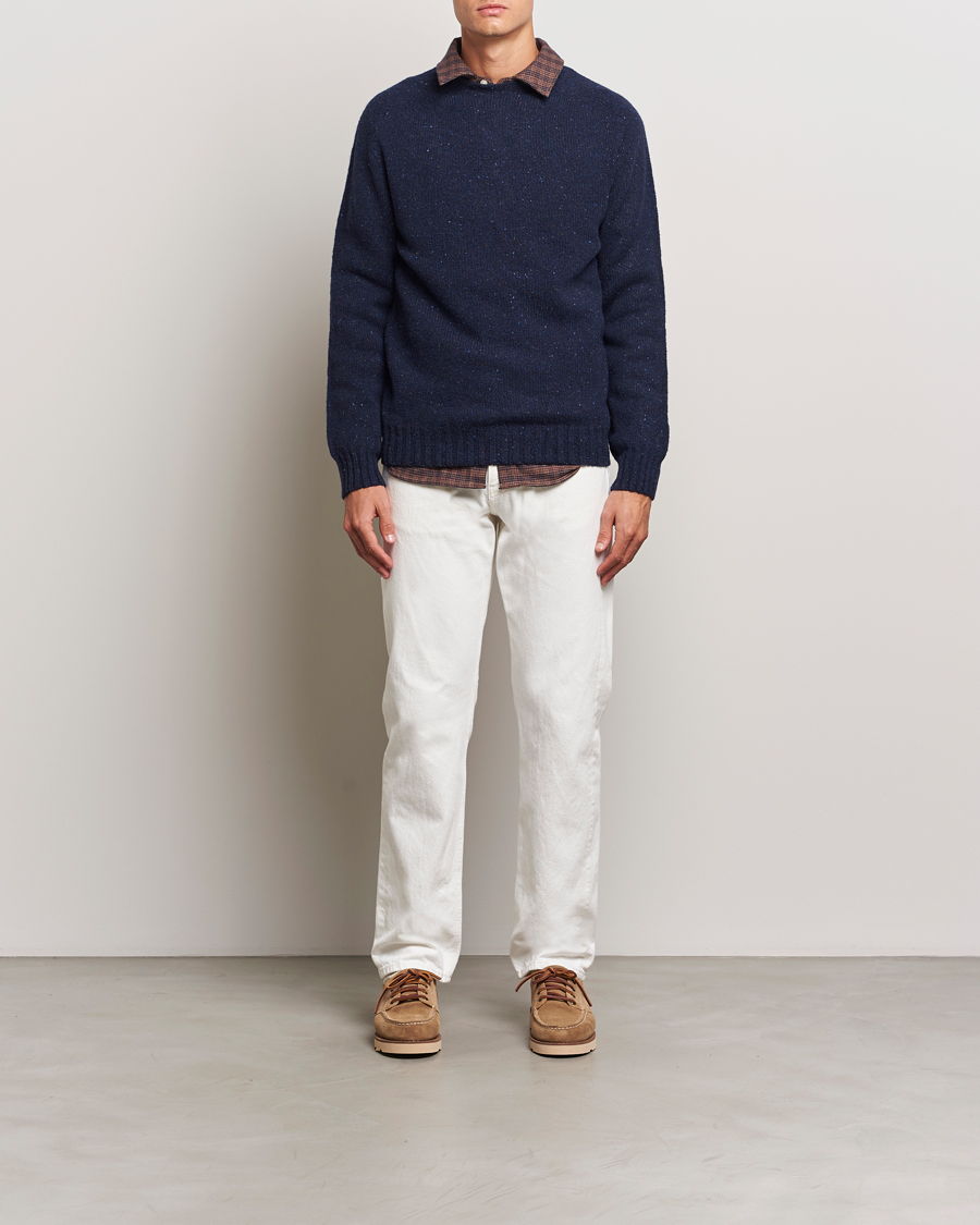 Herren | Pullover | Harley Of Scotland | Donegal Wool Crewneck Jura Blue