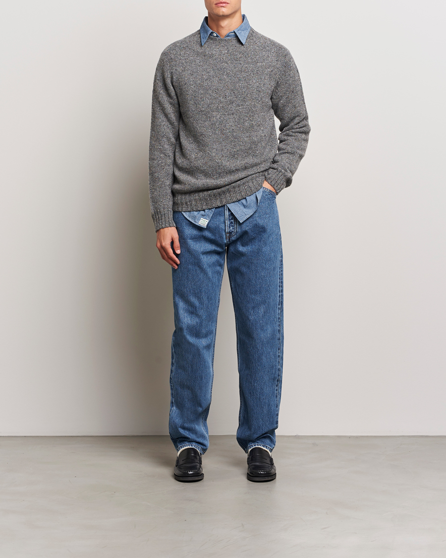 Herren | Pullover | Harley Of Scotland | Donegal Wool Crewneck Grey