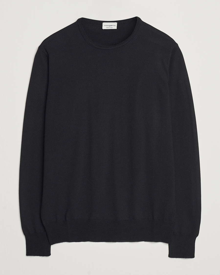 Herren | Pullover | Morgano | Extra Fine Merino Wool Crewneck Black