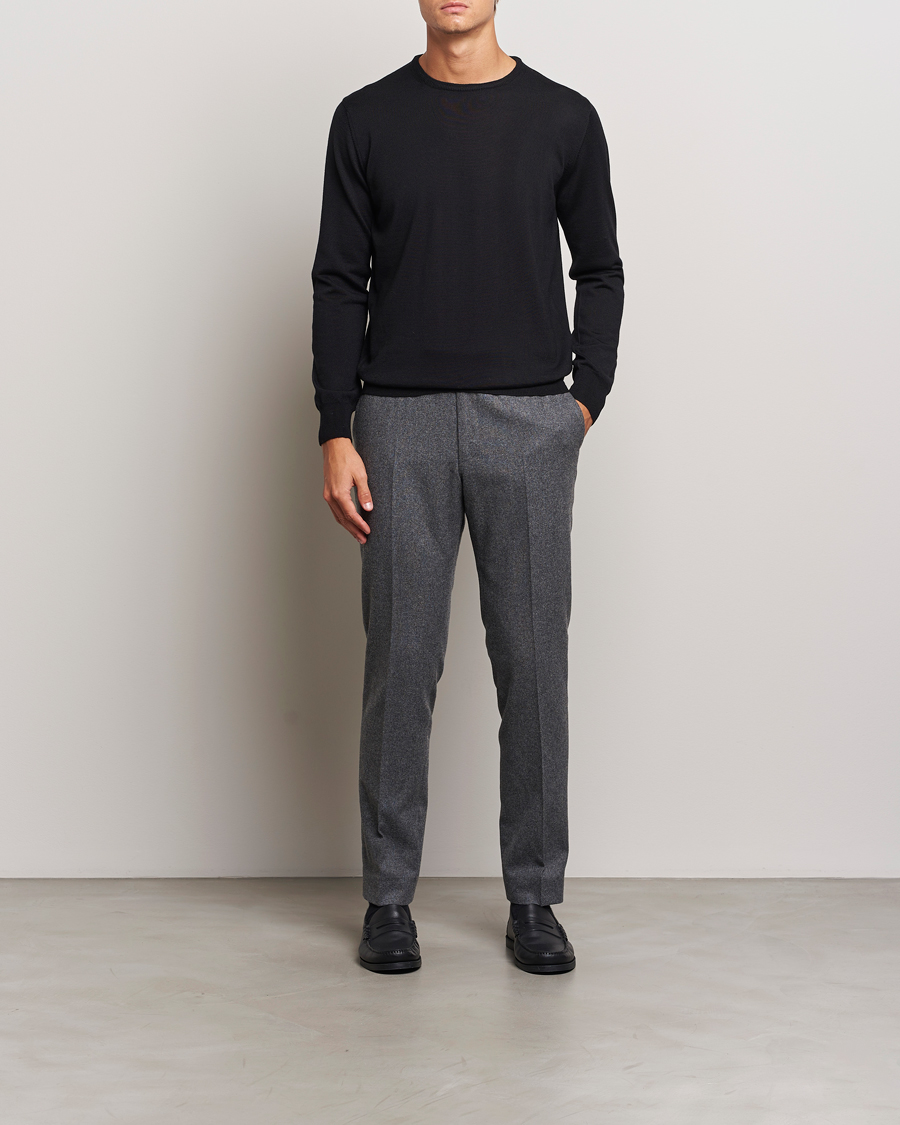 Herren | Pullover | Morgano | Extra Fine Merino Wool Crewneck Black