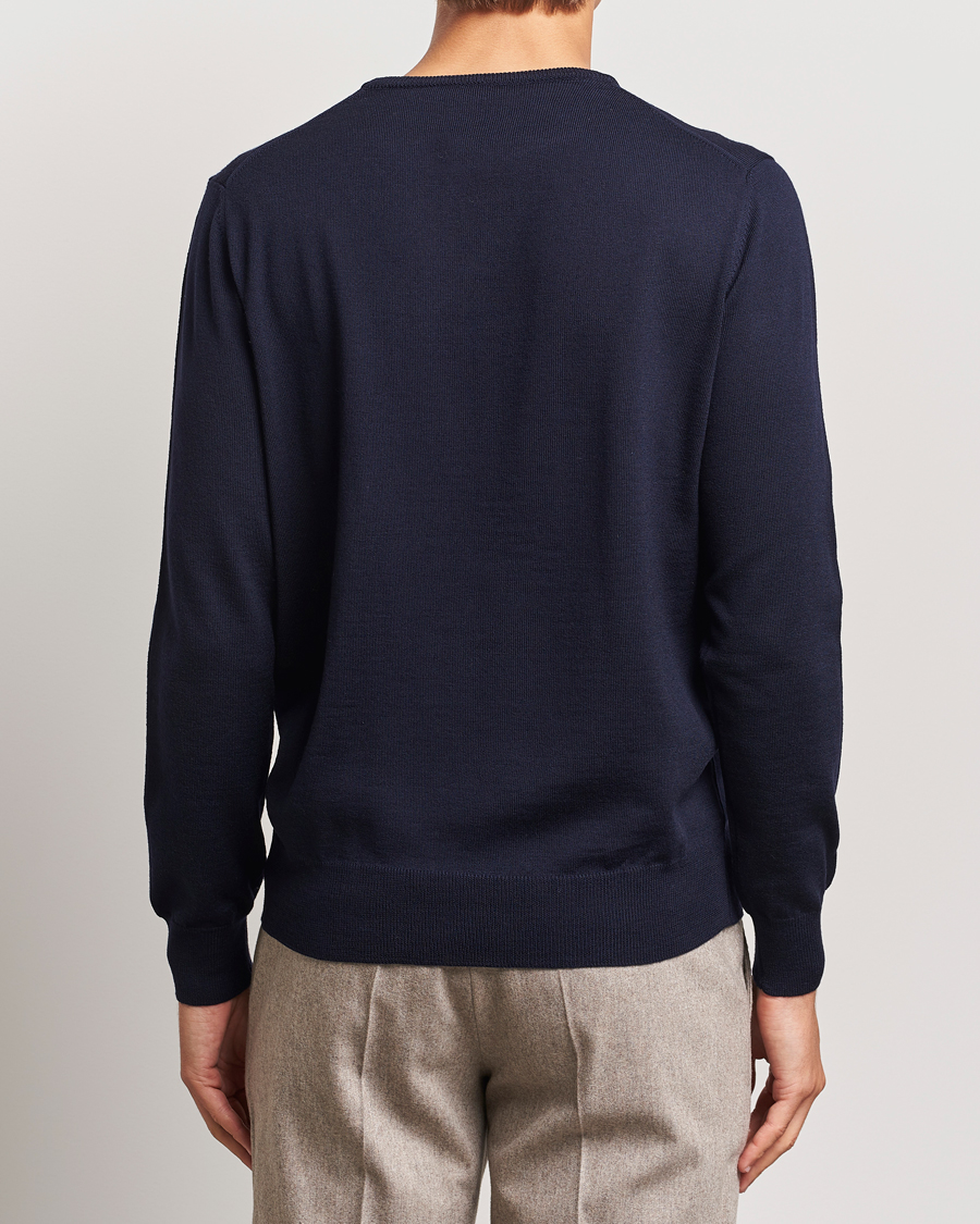 Herren | Pullover | Morgano | Extra Fine Merino Wool Crewneck Navy