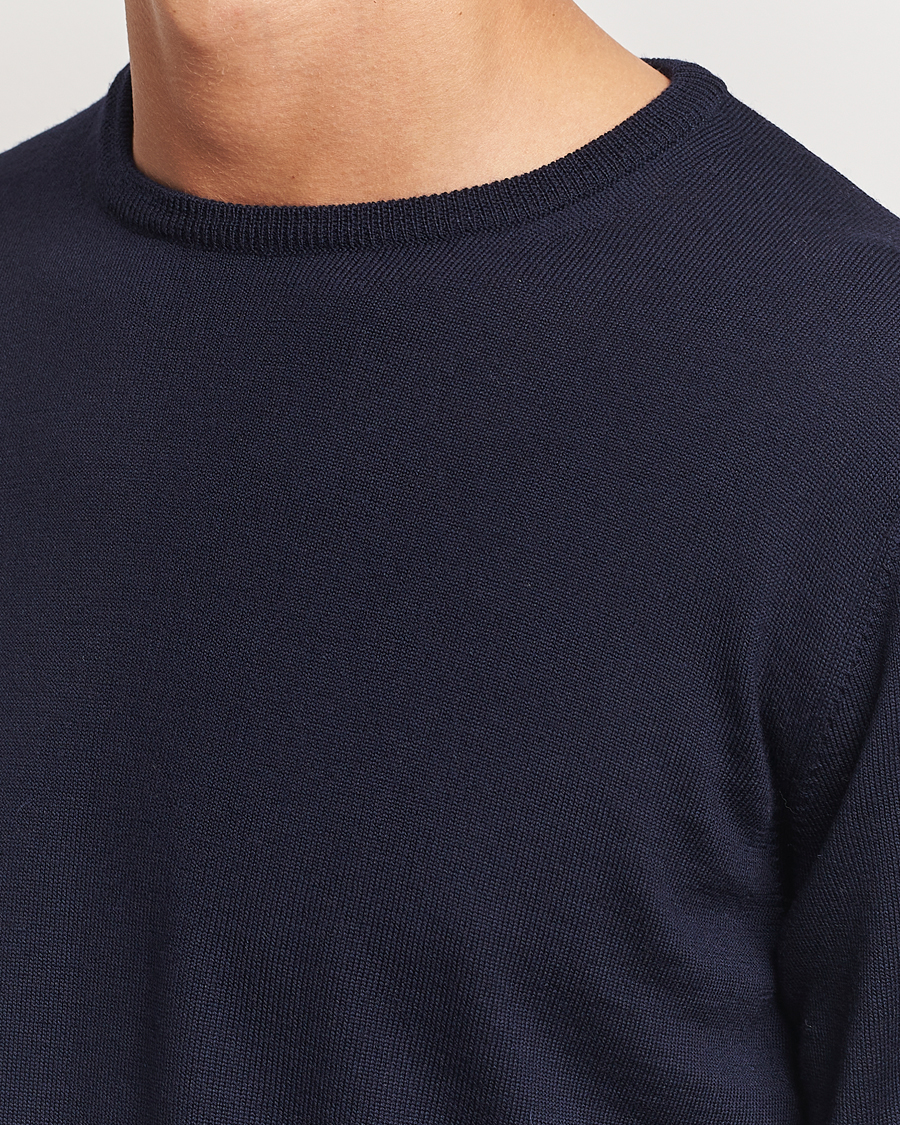 Herren | Pullover | Morgano | Extra Fine Merino Wool Crewneck Navy