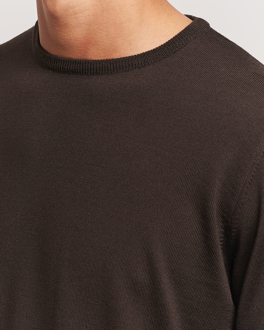 Herren | Pullover | Morgano | Extra Fine Merino Wool Crewneck Dark Brown