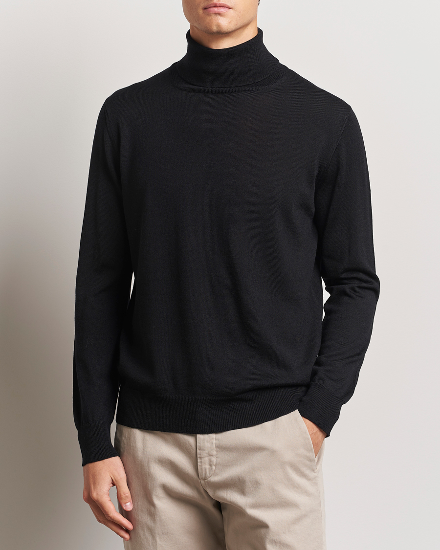 Herren | Pullover | Morgano | Extra Fine Merino Wool Rollneck Black
