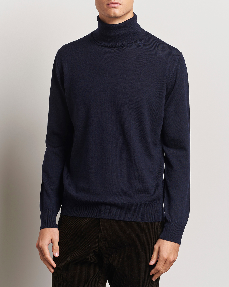 Herren | Pullover | Morgano | Extra Fine Merino Wool Rollneck Navy