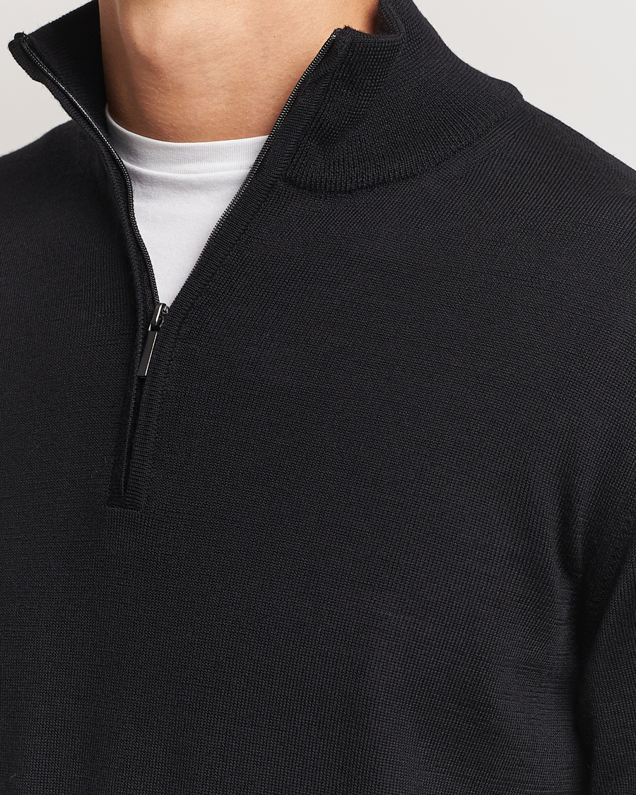 Herren | Pullover | Morgano | Extra Fine Merino Wool Half-Zip Black