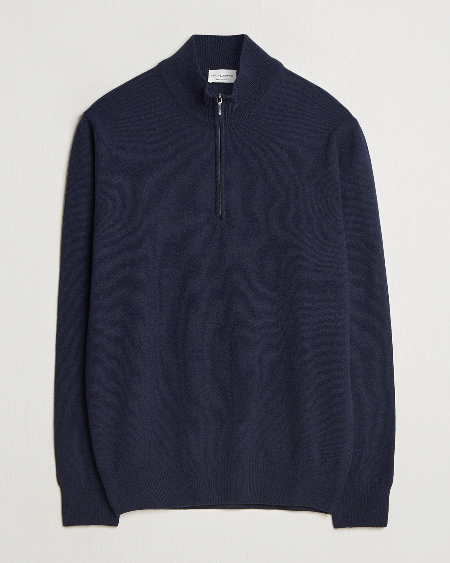 Herren | Pullover | Morgano | Wool/Cashmere Half-Zip Navy