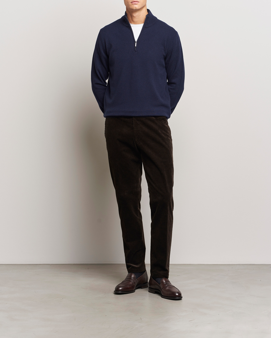 Herren | Pullover | Morgano | Wool/Cashmere Half-Zip Navy
