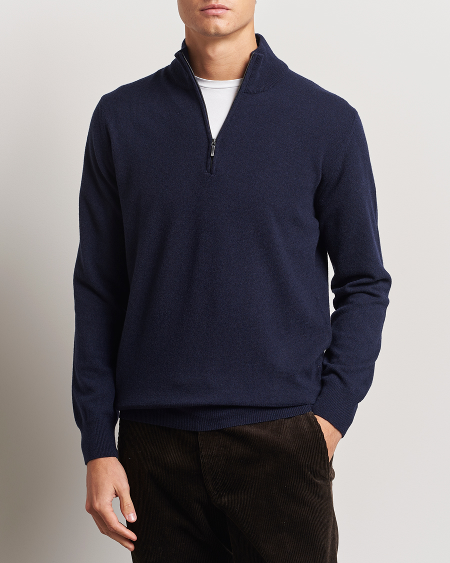 Herren | Pullover | Morgano | Wool/Cashmere Half-Zip Navy