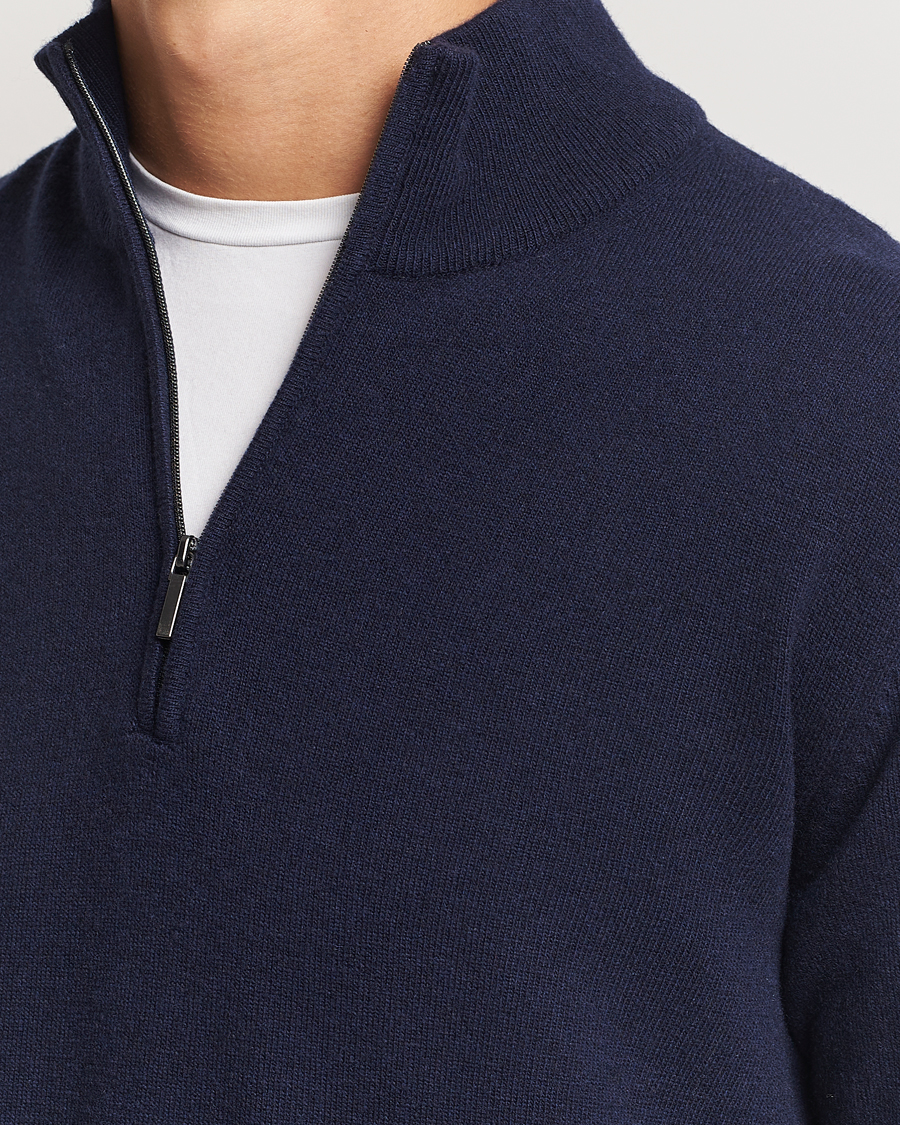 Herren | Pullover | Morgano | Wool/Cashmere Half-Zip Navy