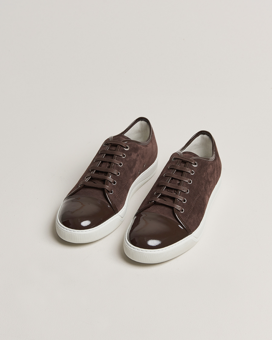 Men |  | Lanvin | Patent Cap Toe Sneaker Dark Brown