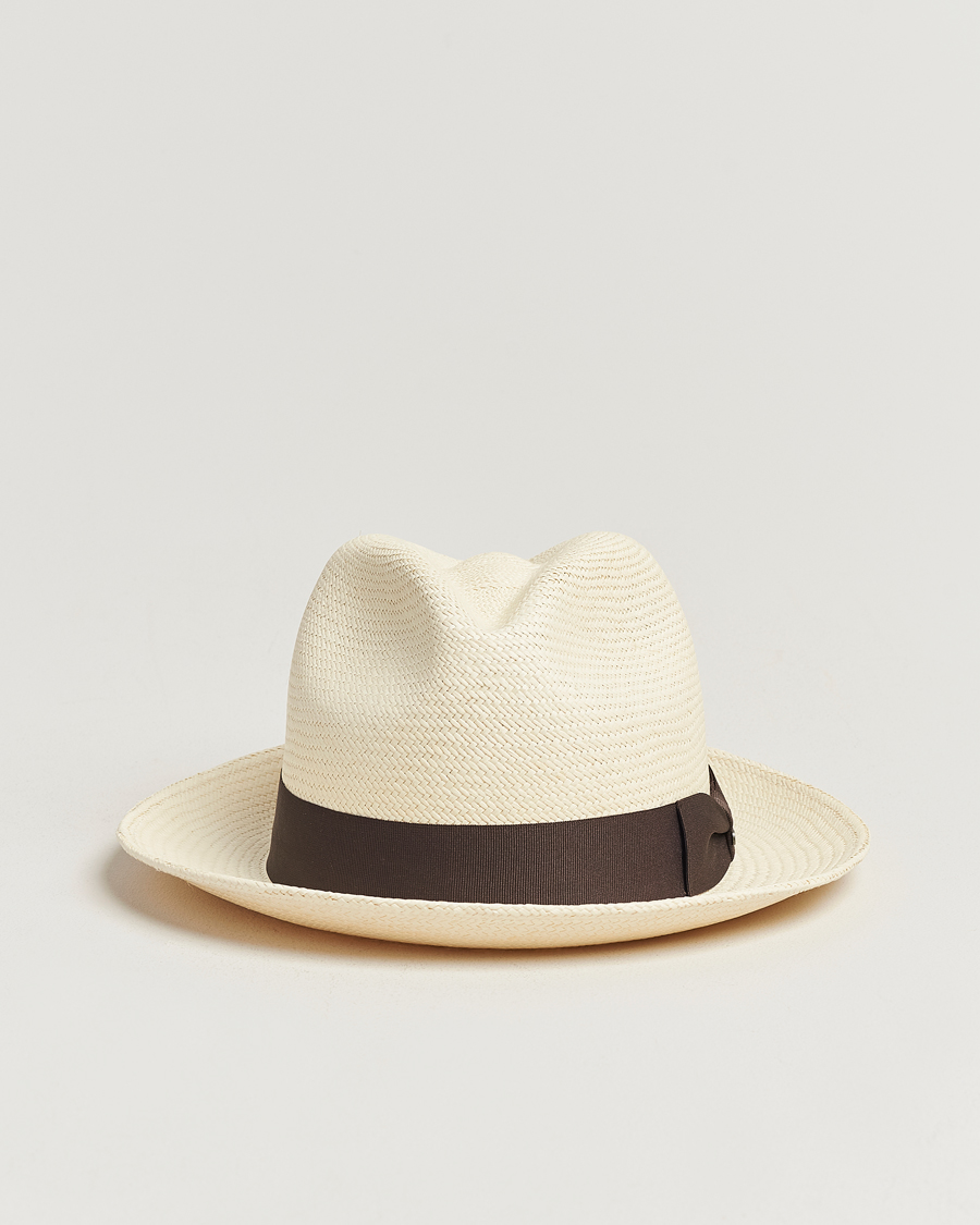 Herren | Hüte & Mützen | Wigéns | Trilby Panama Hat White/Dark Brown