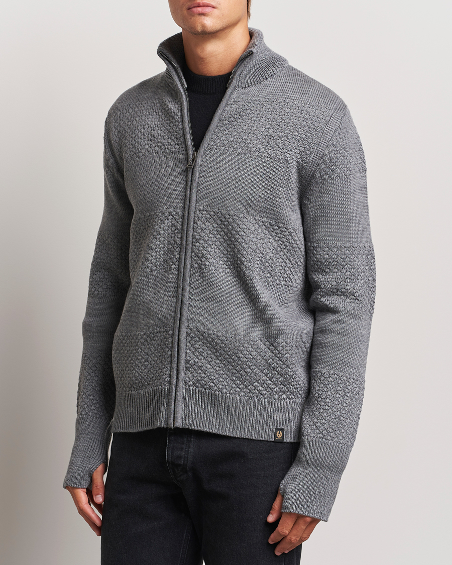 Herren | Pullover | Belstaff | Sternway Knitted Zip Cardigan Grey Heather