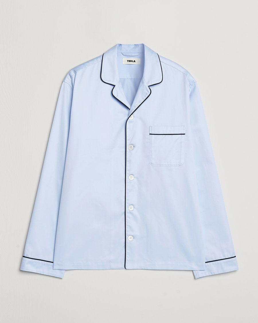 Herren | Schlafanzüge & Bademäntel | Tekla | Sateen Pyjama Shirt Bellhop Blue