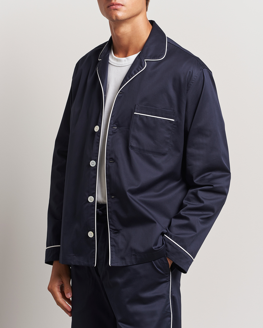 Herren | Schlafanzüge & Bademäntel | Tekla | Sateen Pyjama Shirt Chelsea Navy