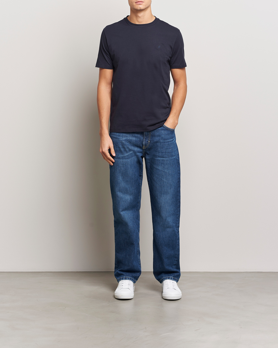 Herren | T-Shirts | Replay | Tonal Logo Crew Neck T-Shirt Navy