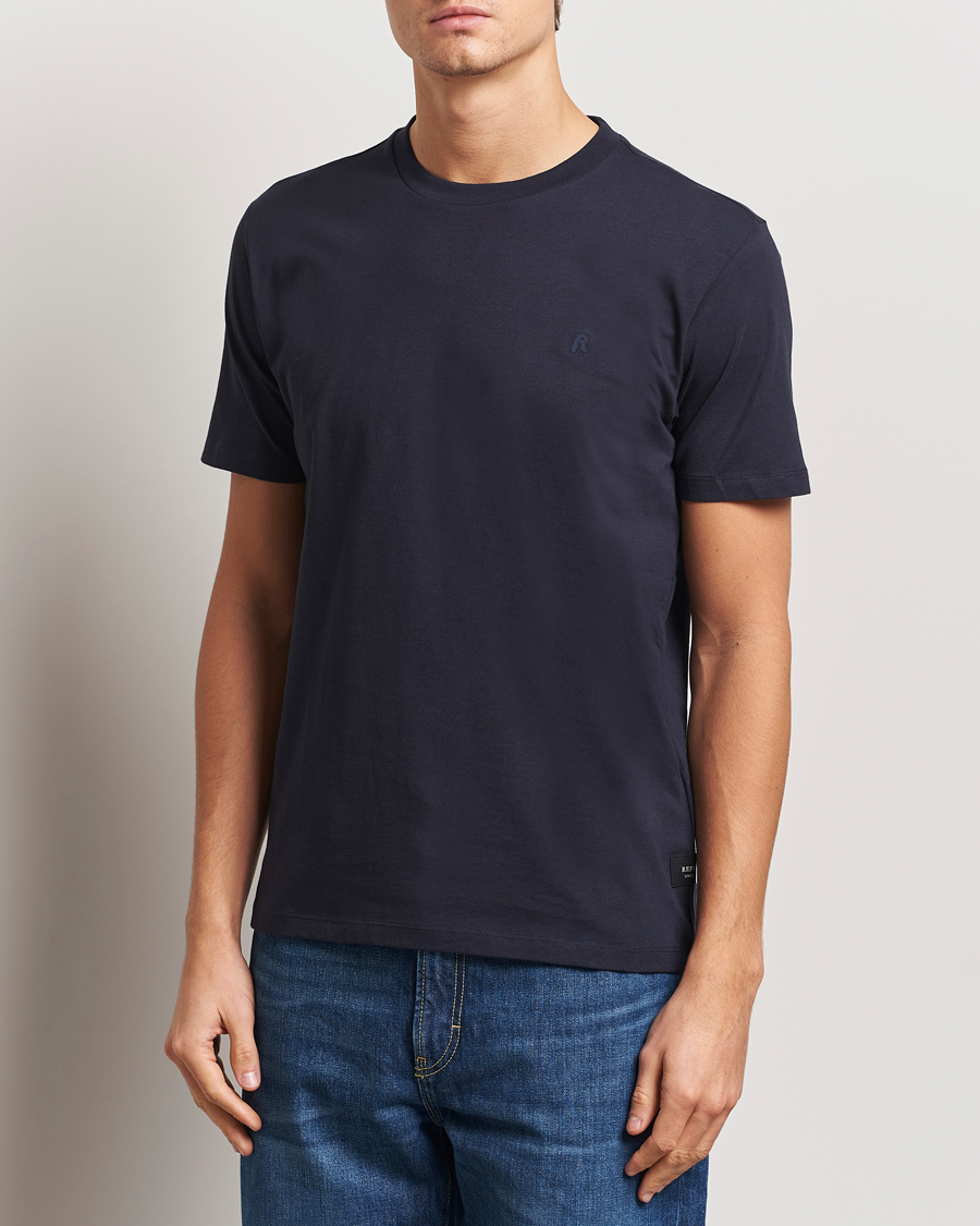 Herren | T-Shirts | Replay | Tonal Logo Crew Neck T-Shirt Navy
