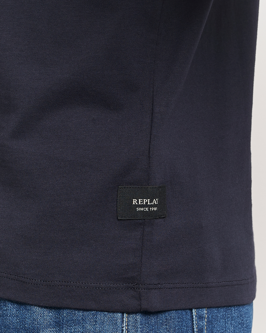 Herren | T-Shirts | Replay | Tonal Logo Crew Neck T-Shirt Navy