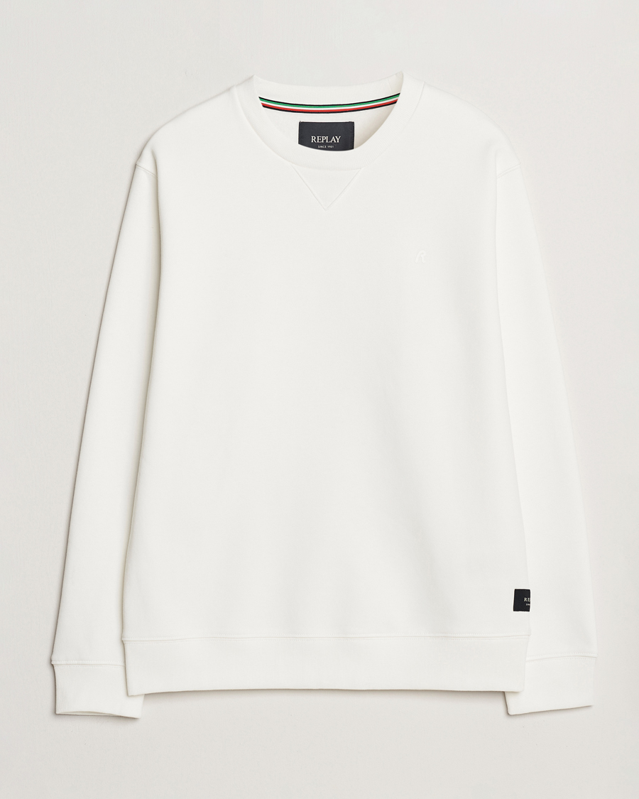 Herren | Pullover | Replay | Tonal Logo Crew Neck Sweatshirt Off White