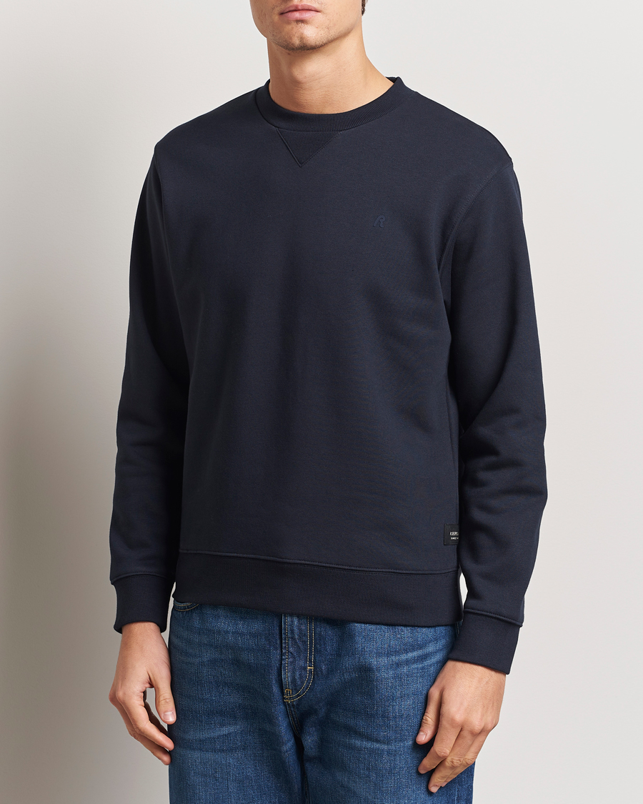 Herren | Pullover | Replay | Tonal Logo Crew Neck Sweatshirt Navy