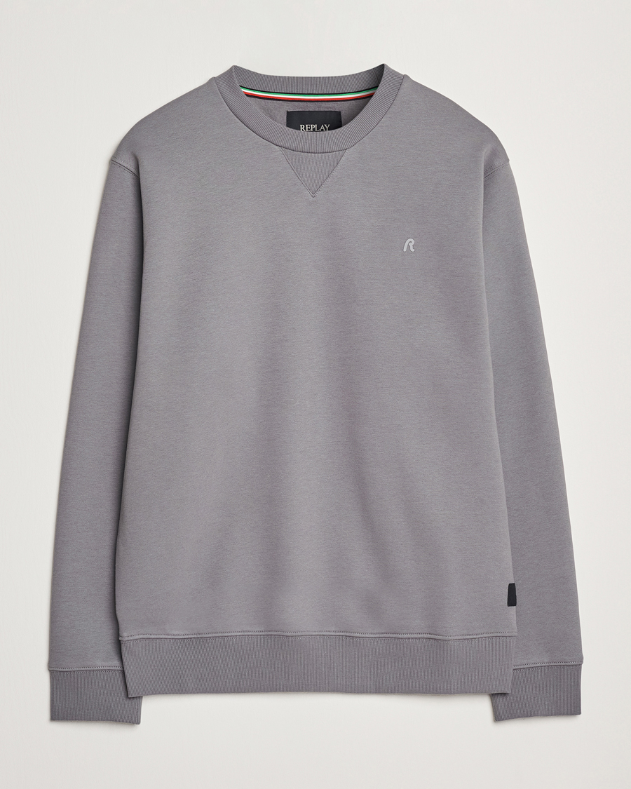 Herren | Pullover | Replay | Tonal Logo Crew Neck Sweatshirt Dark Grey