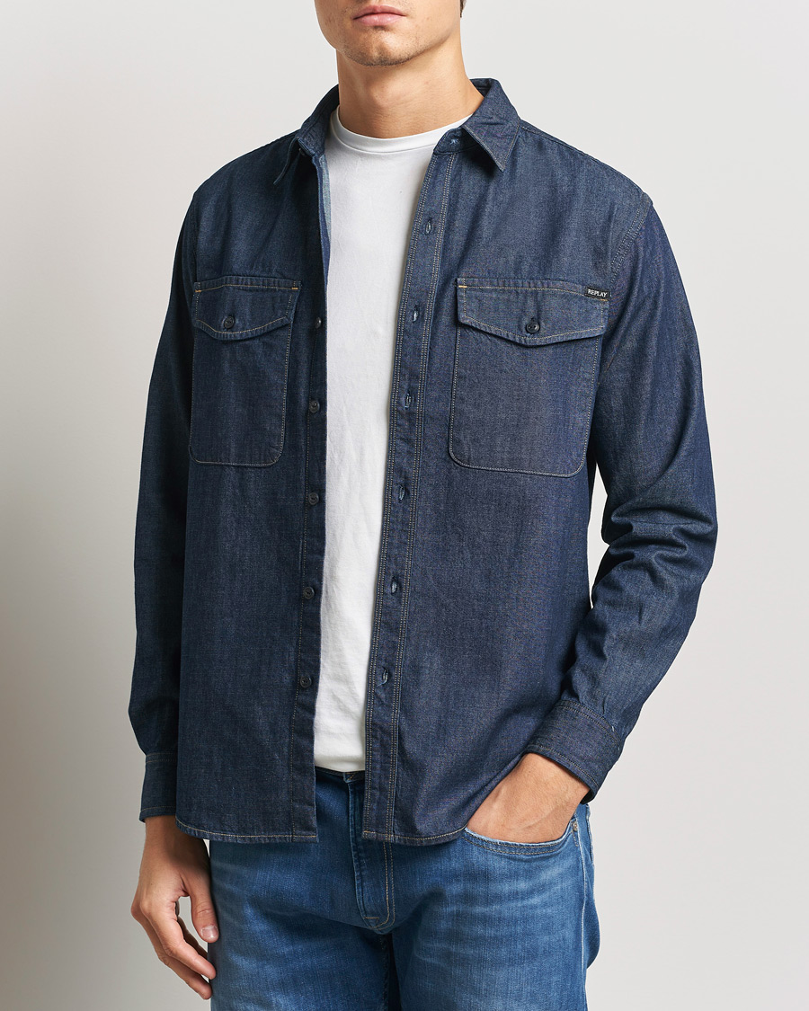 Herren | Hemden | Replay | Denim Shirt Dark Blue