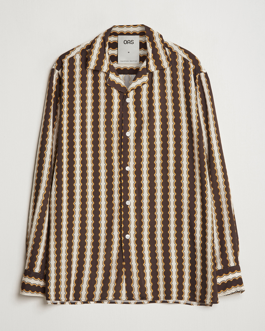 Herren | Hemden | OAS | Rapallo Long Sleeve Viscose Shirt Brown/Beige