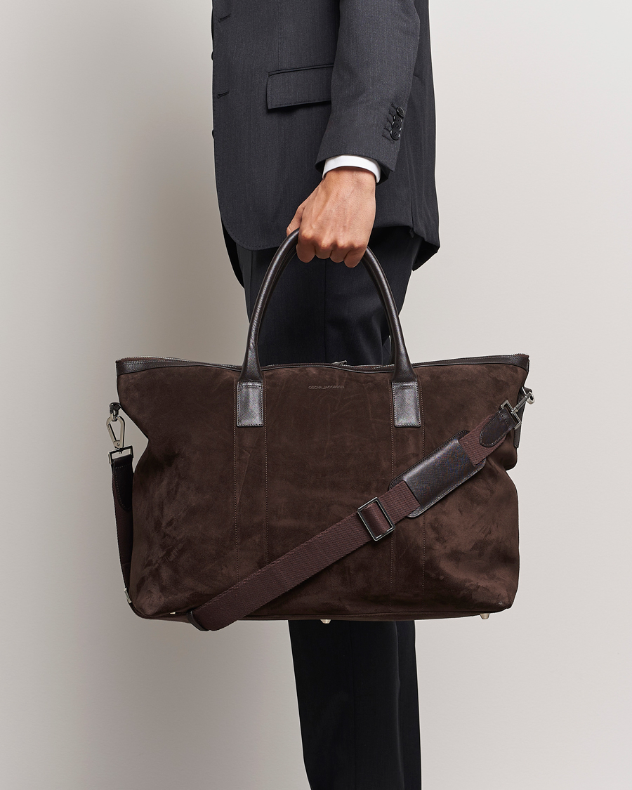 Oscar Jacobson Weekend Bag Soft Leather Chocolate Brown