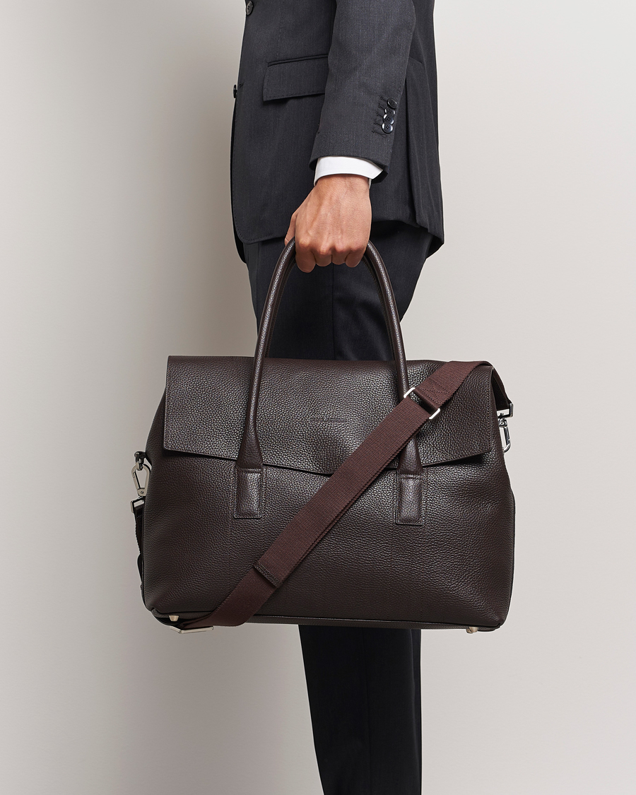 Herren | Neue Produktbilder | Oscar Jacobson | Overnight Leather Bag Dark Mud Brown