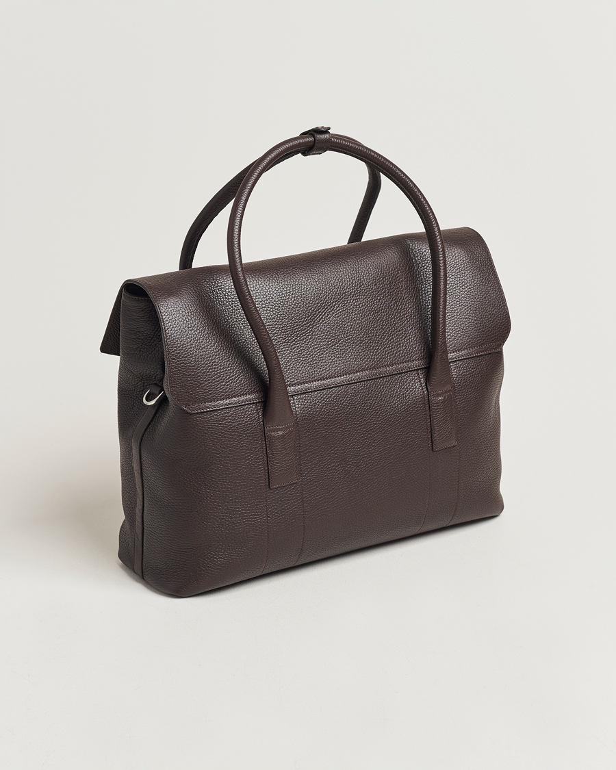 Herren |  | Oscar Jacobson | Overnight Leather Bag Dark Mud Brown